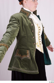  Photos Woman in Historical Dress 96 18th century green jacket historical clothing upper body 0010.jpg